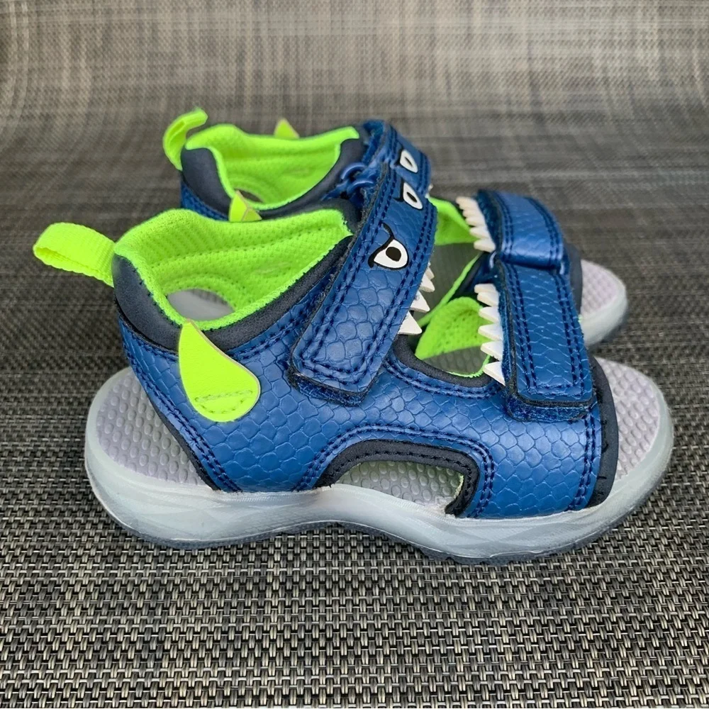Carter's Cade Monster Blue/Green Light-Up Straps Sandals Shoes Toddler size 5